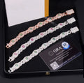 Custom 15mm Colored Moissanite Infinity Bracelet - White Gold or Rose Gold over 925 Silver