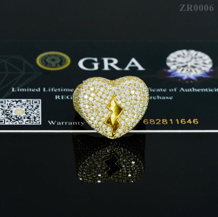 Custom Broken Heart Moissanite Ring