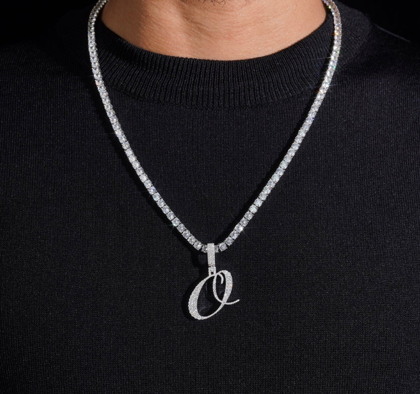Custom A to Z Pendant with 18K White Gold Over 925 Silver