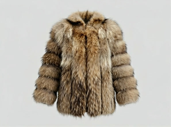 Brueti Women’s Long Raccoon Fur Coat – Signature Luxe Edition