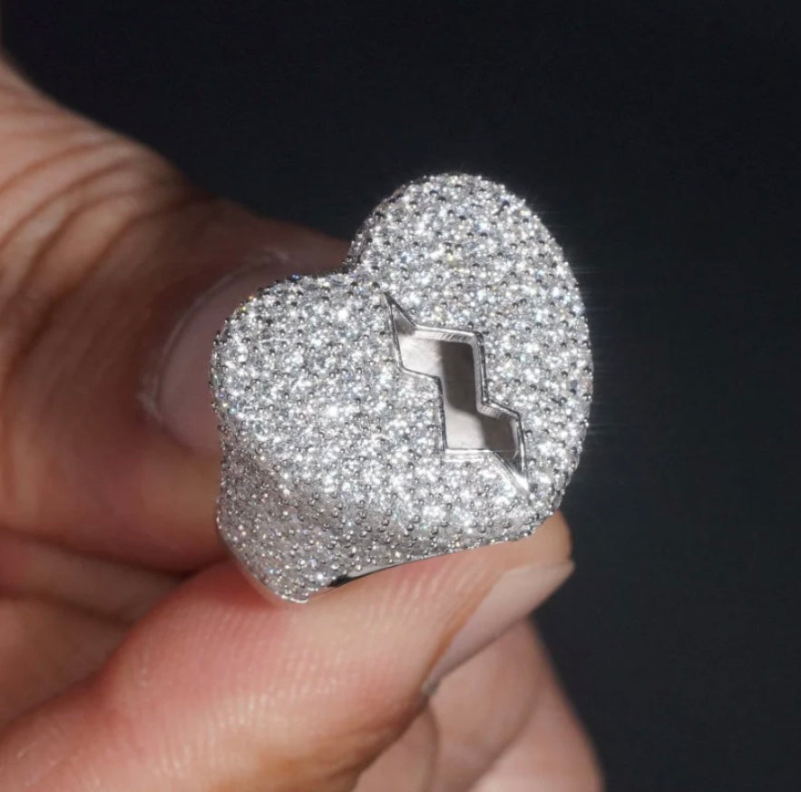 Custom Broken Heart Moissanite Ring