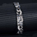 Custom Blue and White Moissanite Infinity Bracelet - 18K White Gold Over 925 Silver