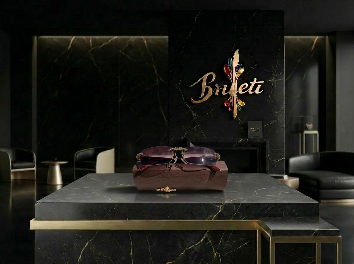 Brueti Crystal Purple Frameless Sunglasses
