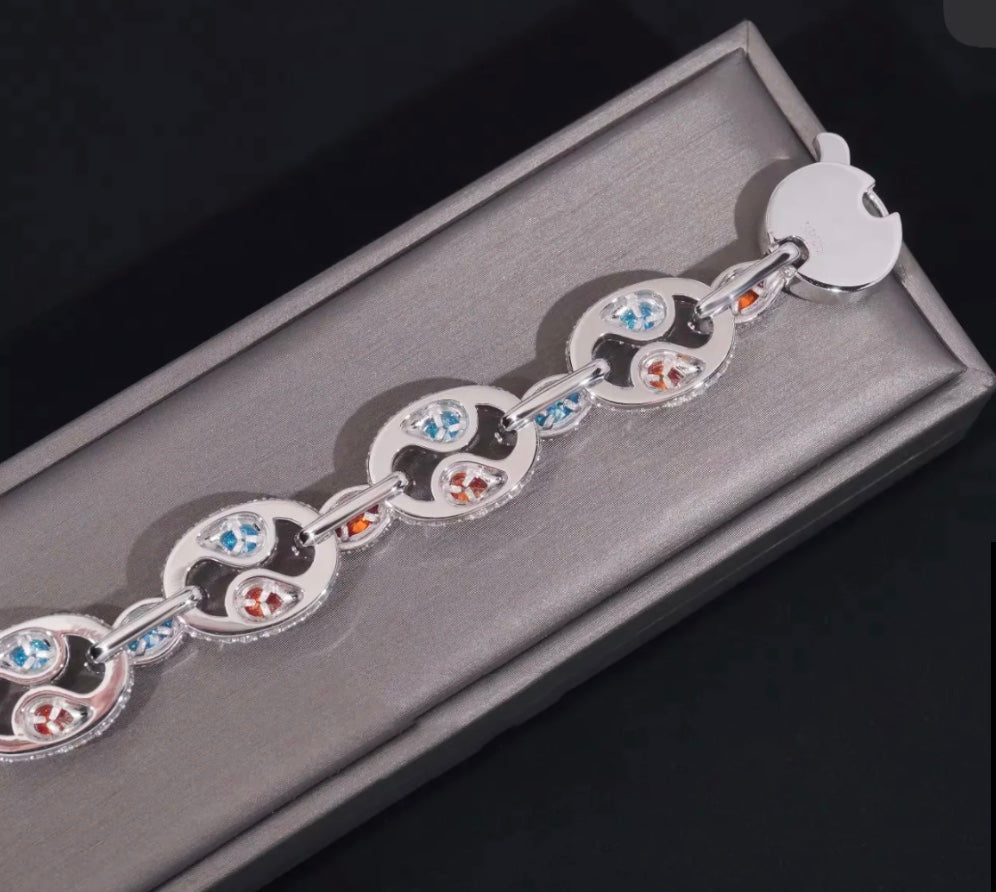 Custom Multi-Color Infinity Pink and Aqua Blue Moissanite Bracelet