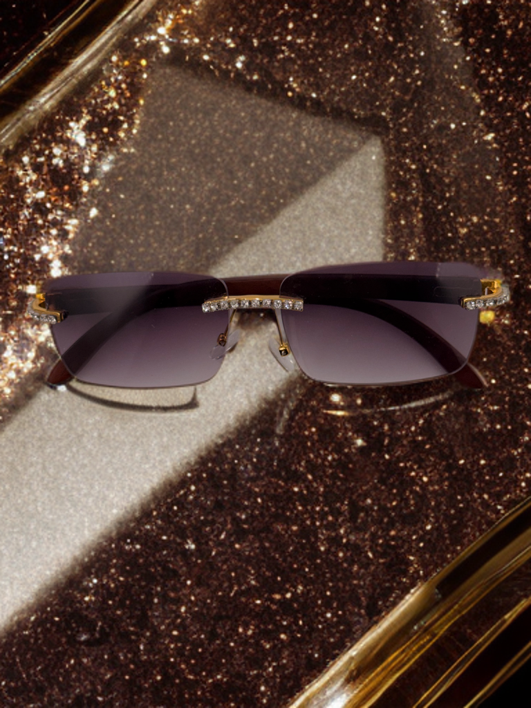 Brueti Crystal Purple Frameless Sunglasses