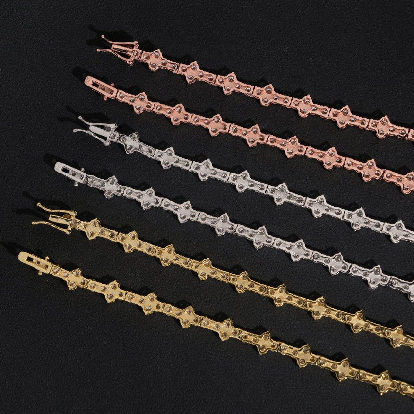 3mm Custom Cross Tennis Chain - 925 Silver Moissanite