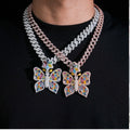 Custom Butterfly Pendant Multi Colored Moissanite 18K Rose or White Gold Over 925 Silver