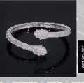 Custom Moissanite Hamsa Hand Bangle - 18K White Gold Over 925 Silver