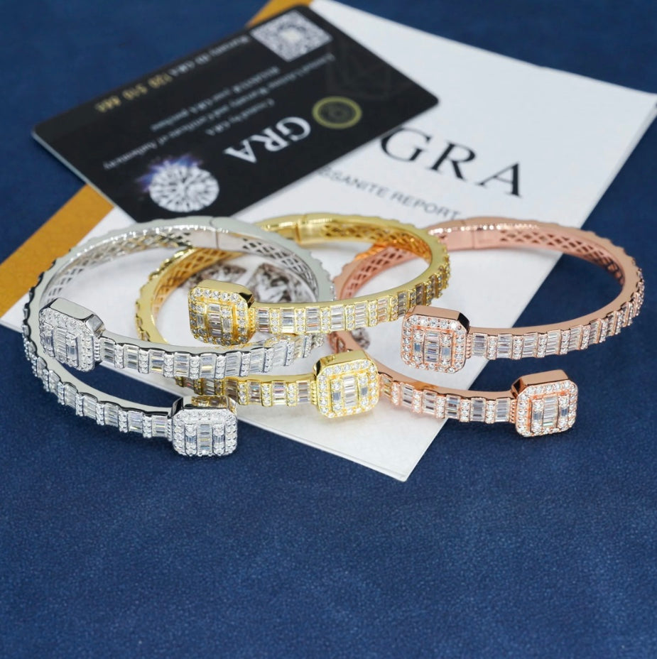 Custom Baguette Moissanite Bangle