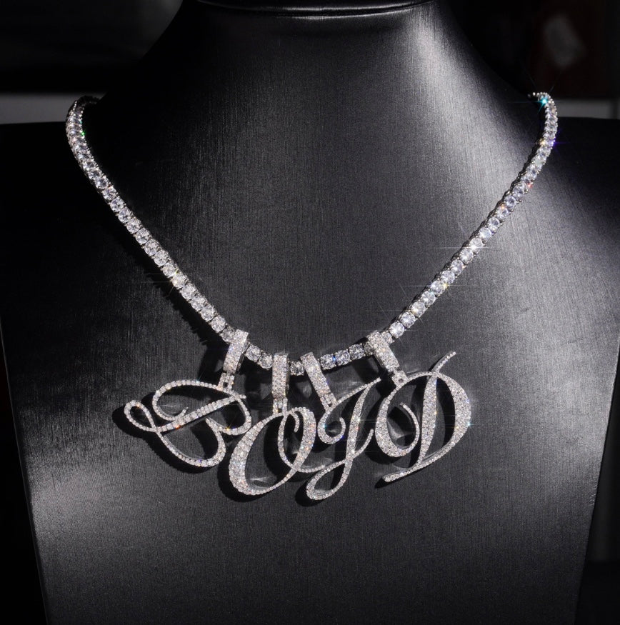 Custom A to Z Pendant with 18K White Gold Over 925 Silver