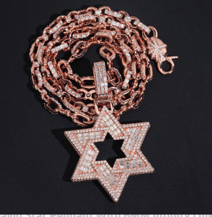 Rose Gold Star of David Pendant with Custom Rose Chain