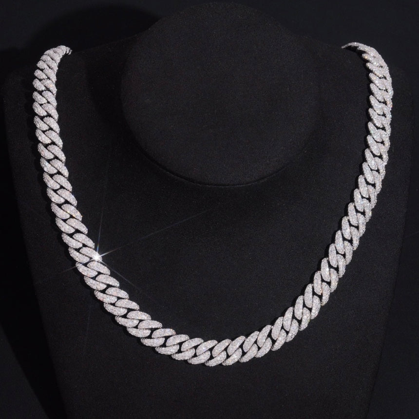 12mm Moissanite Cuban Chain 925 Silver