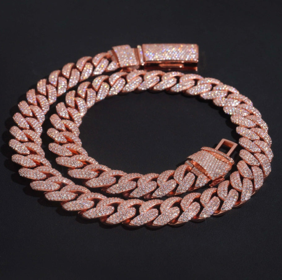 20mm Rose Gold Cuban Chain - 925 Silver