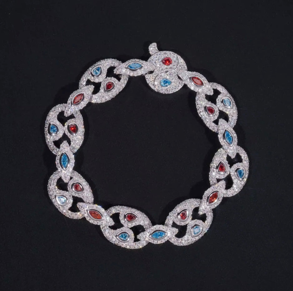 Custom Multi-Color Infinity Pink and Aqua Blue Moissanite Bracelet