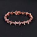 3mm Moissanite Cross Tennis Bracelet with 18K Rose Gold Over 925 Silver