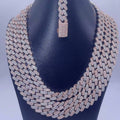 18mm Cuban Chain - Rose or White Gold Moissanite